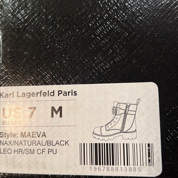 Karl Lagerfeld Paris Maeva Leather Calf Hair Combat & Lace-Up Boots New Size 7 - Picture 11 of 12